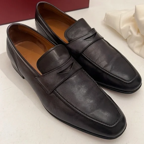 Mens BALLY Dark Grained Gray Slip on Loafer Shoes 9 1/2 - Picture 3 of 16